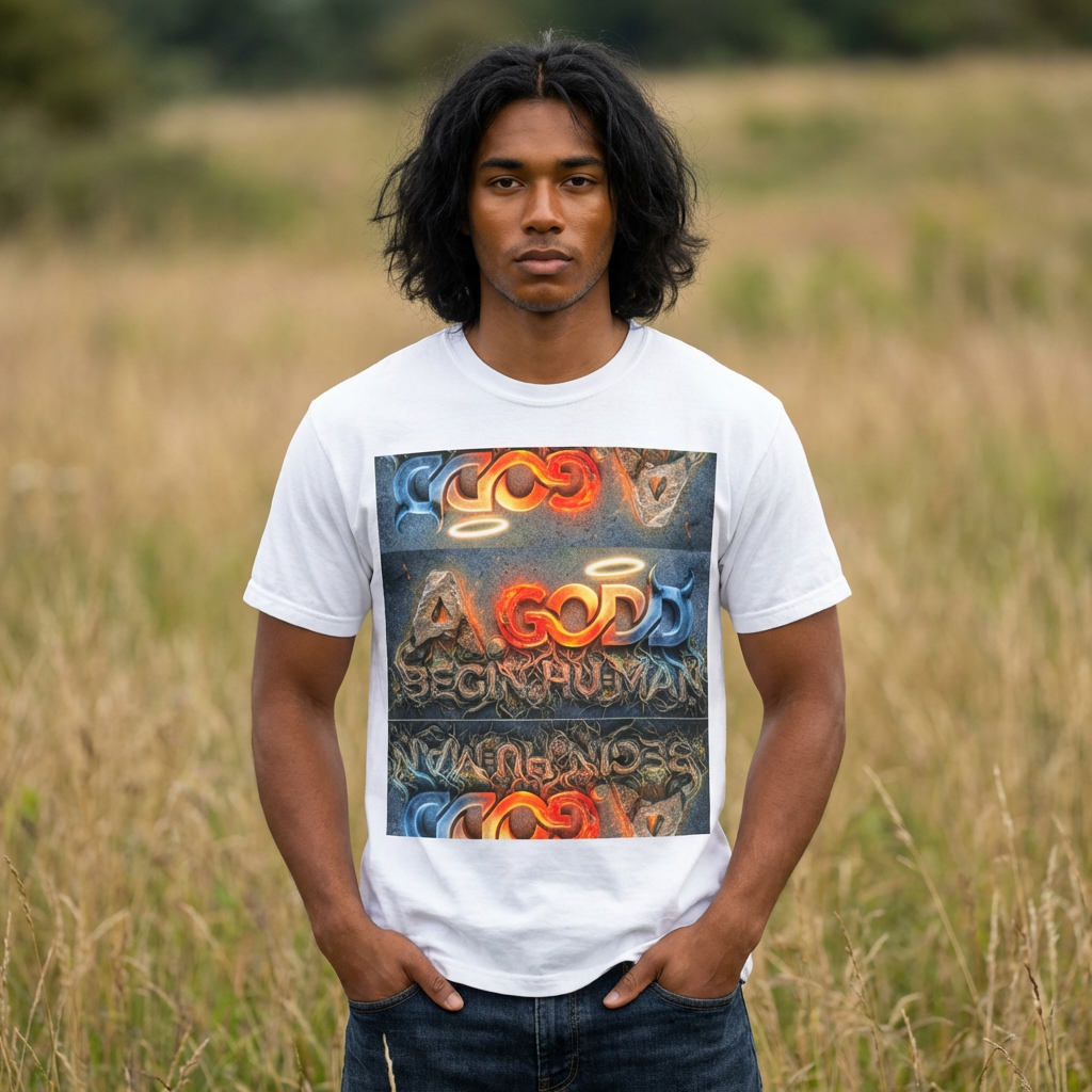 Elemental Fantasy T-Shirt — 'A God’s Beyond Human' Graphic Tee