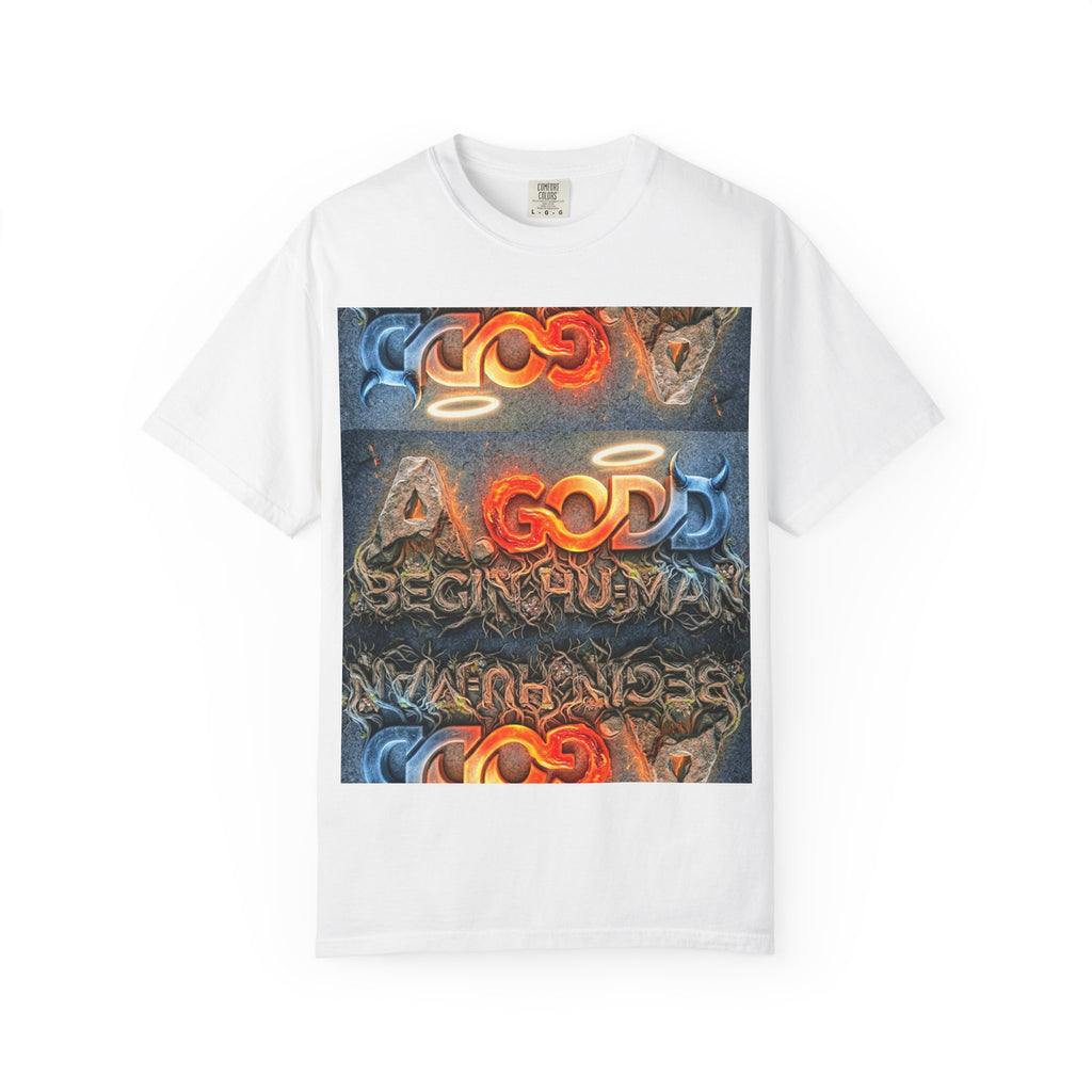 Elemental Fantasy T-Shirt — 'A God’s Beyond Human' Graphic Tee
